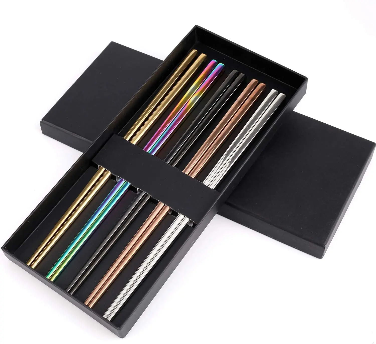 Wholesale Cheap High Quality Korean Colorful Plating Gold Stainless Steel Cutlery Chopsticks Set