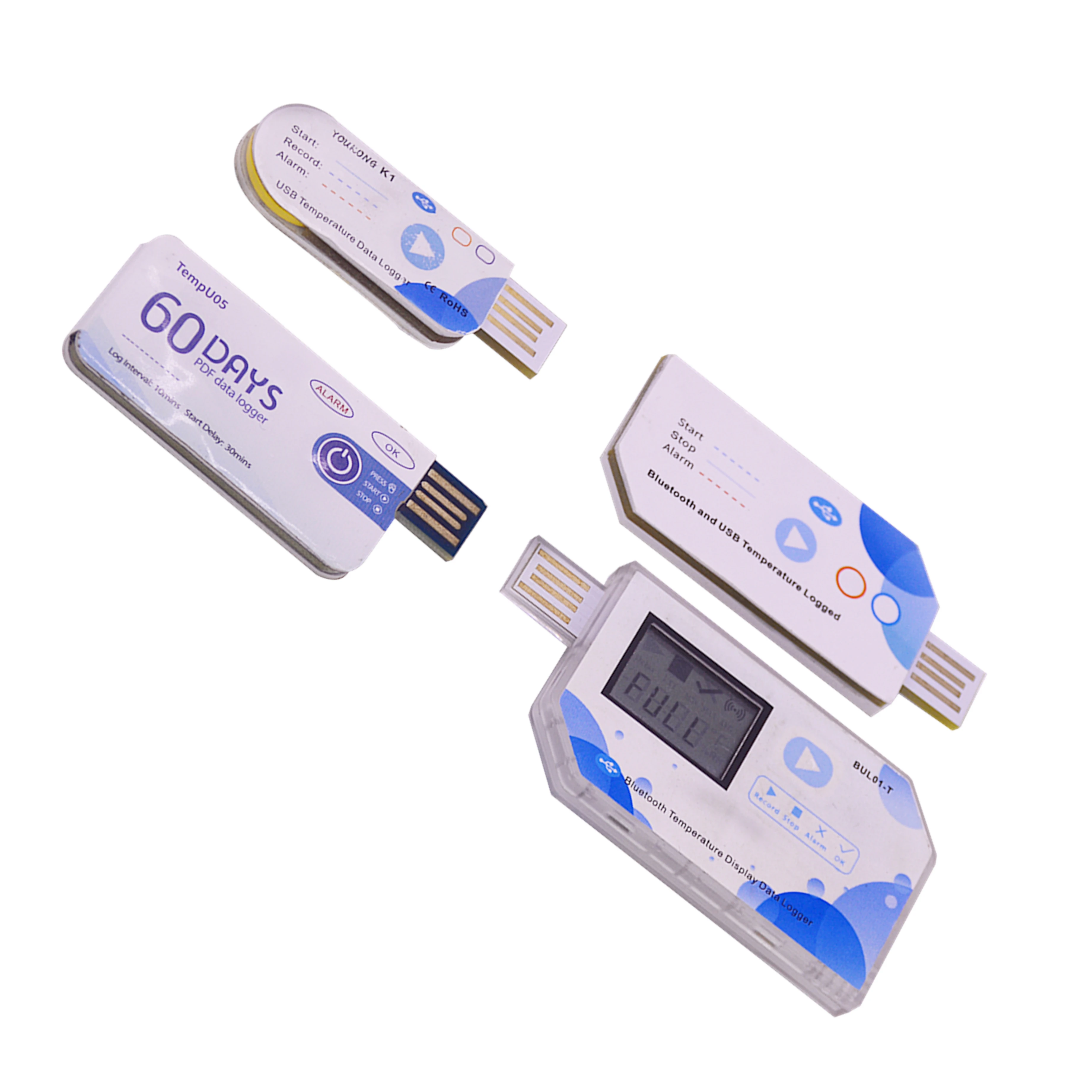 Disposable Temperature Humidity Data logger single use temperature recorder PDF report USB temperature sensor for cold chain
