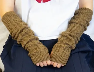 Winter Gloves Warm Knit Wool Fingerless Gloves Half Finger Cuff Gloves Long Mittens