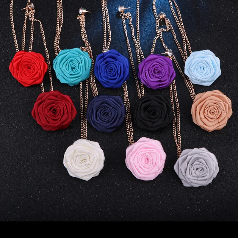 Wholesale Multicolour Rose Flower Men Tassel Chain Brooch Wedding Party