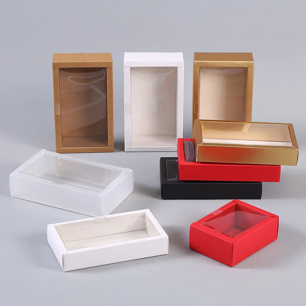 IMEE Clear Insert Lid White  Gold Gift Paper Box Small Gift Food Packaging Box In Stock Factory Customized Size Color Square