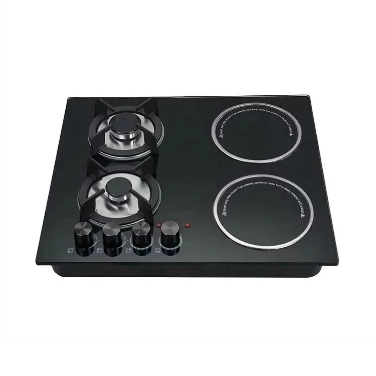 Ceramic glass table 1750w 1200w 220v 2 burner flame furnace stove 2 electric burner gas electric hob