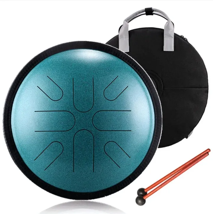 Jelo wholesale percussion musical Instruments travel drum 10 inch 8 notes copper bearing steel handpan steel tongue drum blue