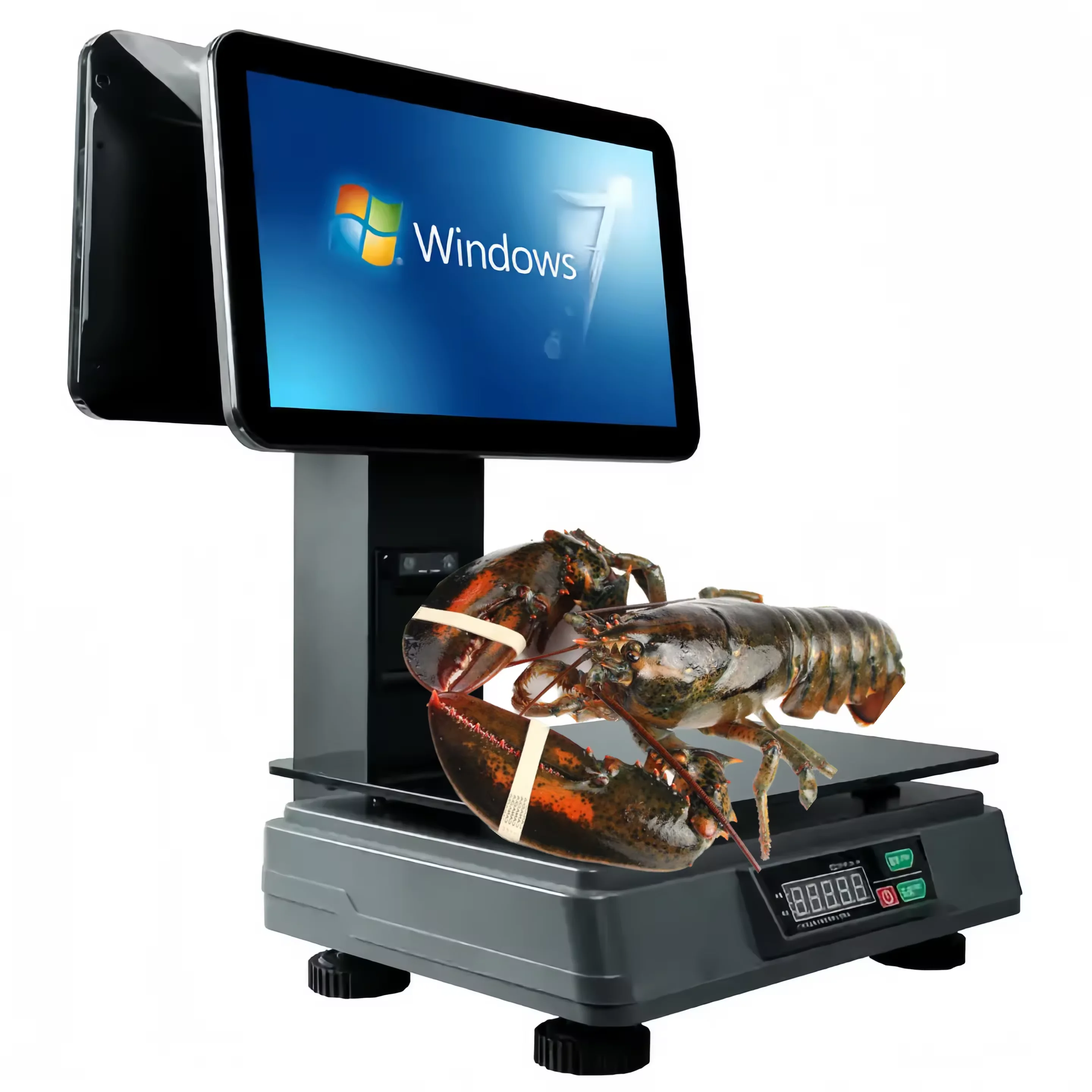 Hot Selling 15.6+14 Inch 2+32GB Win-dows7 POS System Dual Screen Retail All In One Pos Machine with Printer and Scale