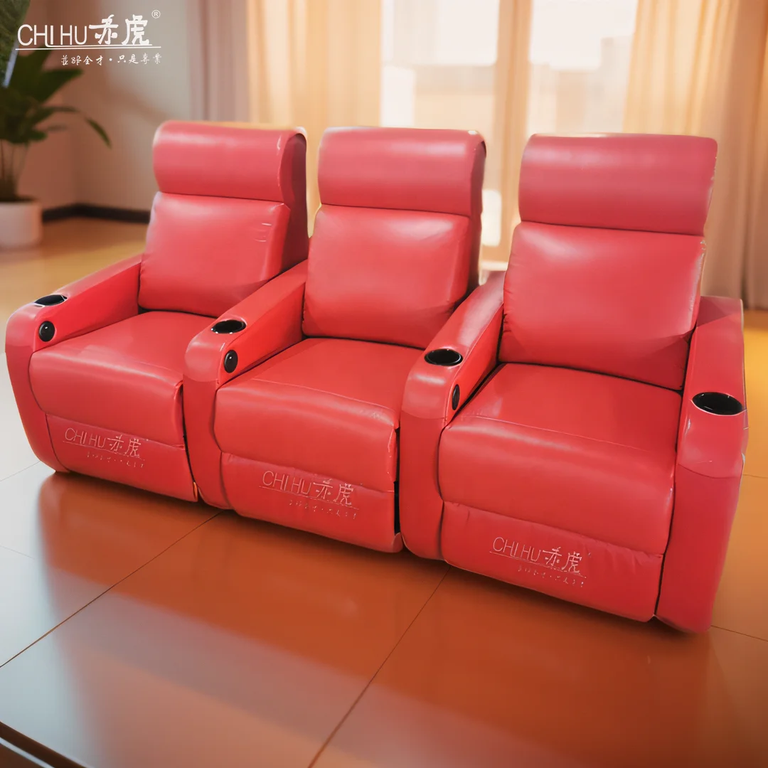 Wholesale Napa leather recliner massage sofa luxury VIP theater cinema chair electric headrest modern theater chair