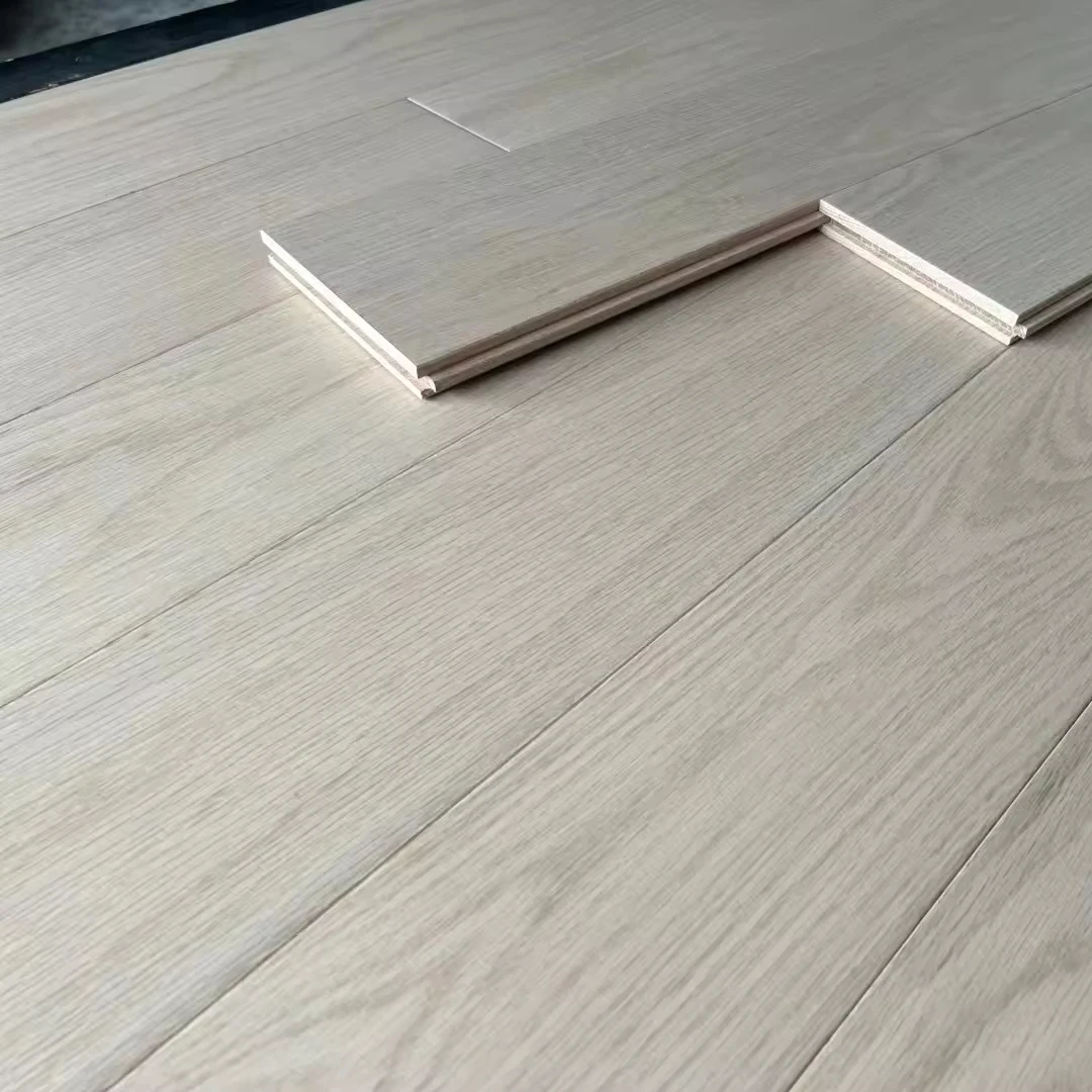 Bleached white oak engineered wood flooring