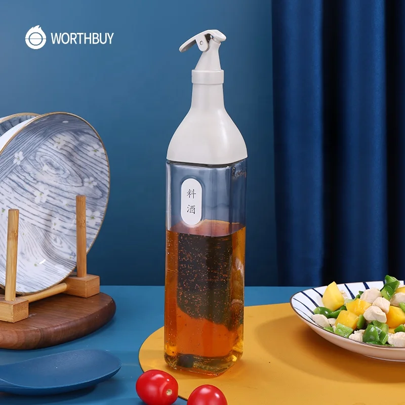 WORTHBUY Vinegar Cruet Soy Sauce Container Square Glass Olive Oil Dispenser Bottles For Kitchen