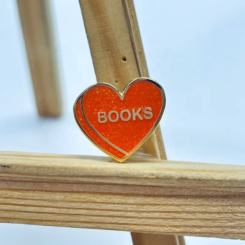 Lifeng Manufacturer Custom Heart Shape Soft Enamel Metal Lapel Pins Hard Enamel Pins with Glitter for Creative Gifts