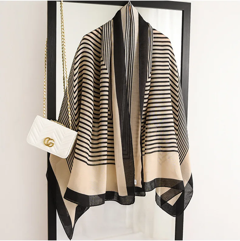 2021 модная длинная шаль в полоску большого размера, 31 вид, новейший дизайн с принтом «гусиная лапка», хлопковый льняной шарф для женщин