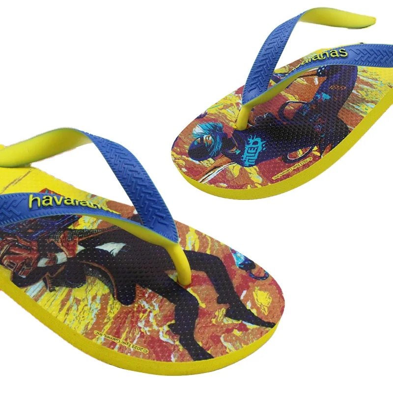 Unisex rubber and PE foaming sandals summer beach style printing custom flip flops