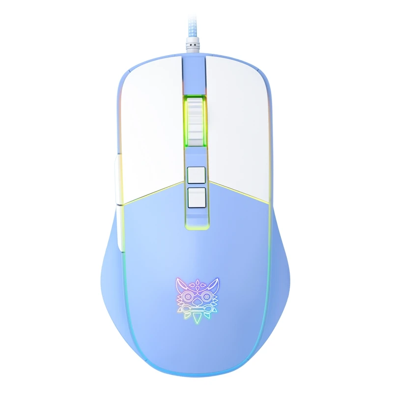 New ONIKUMA CW916 White Pink Wired Gaming Office Mouse 7 Key 6 Speed DPI Adjustment RGB Luminous Girl Computer Mouse
