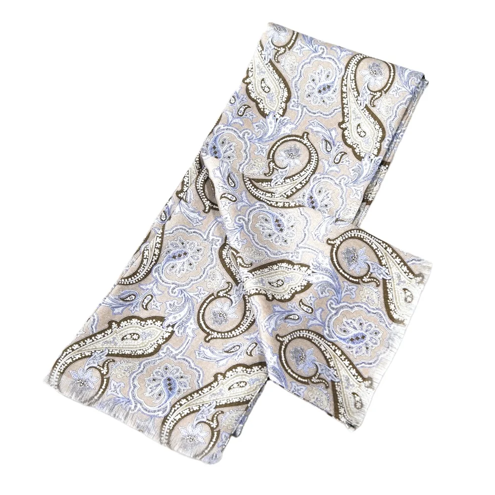 Amz Brand Dynastyle Custom Screen Printing Man Fashion Paisley 100% Pure Silk Scarves Handmade