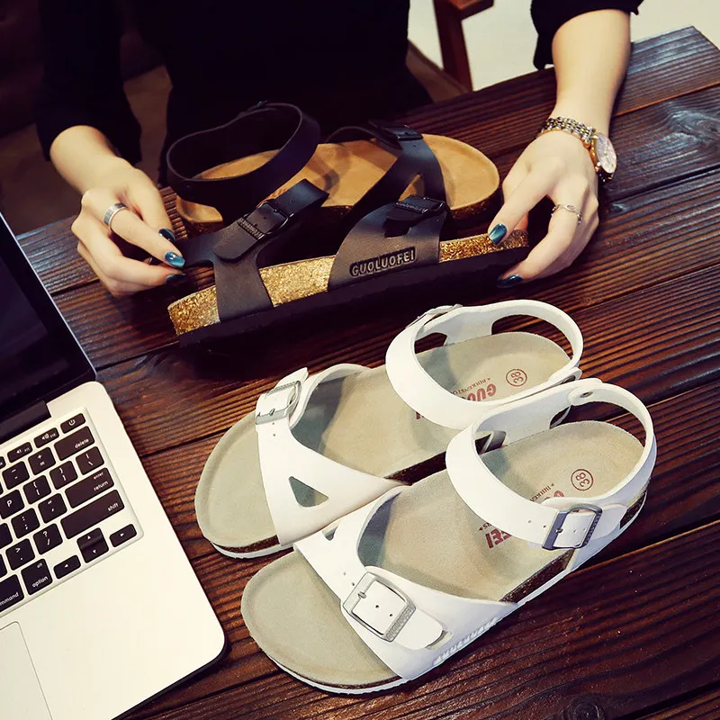 Factory customized summer walking sport shoes women men cork sole sandals
