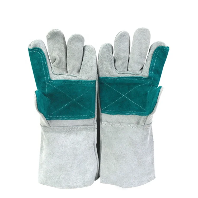 Sell Well New Type Long Cowhide Electric Welding Gloves Palm Strengthening