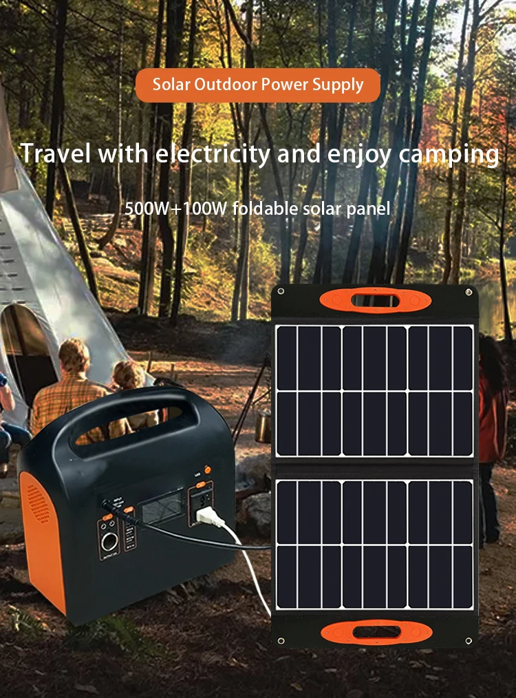 Solar Generator Solar and AC Charge To Battery Powerstation Camping Portable Power Station