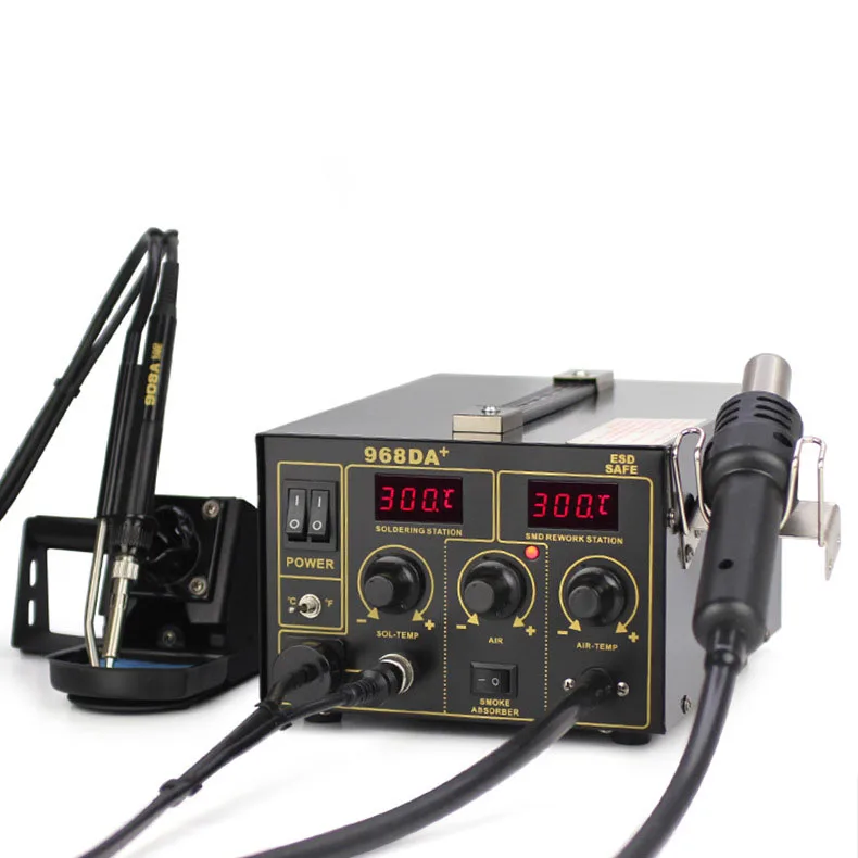 968DA+  temperature control hot air gun with Soldering iron and base welding station High temperature resistant cleaning sponge