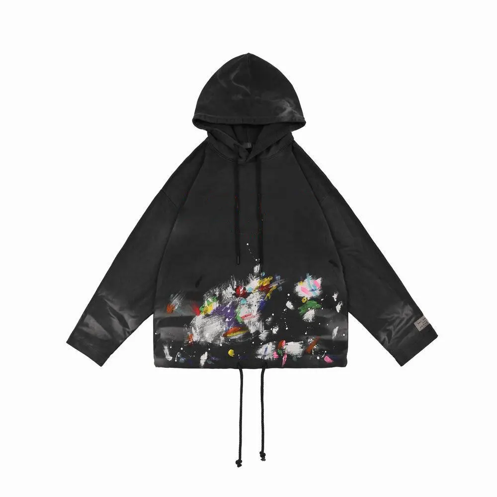 China Supplier Hand painted Graffiti Splash High Street Style Hooded Sweatshirt Men Heavyweight Fleece Hoodie