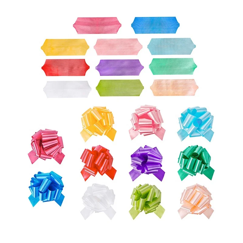 Wholesale Red Blue Gold Christmas Flower PP Curling Plastic Gift Custom Pull Bow Ribbon