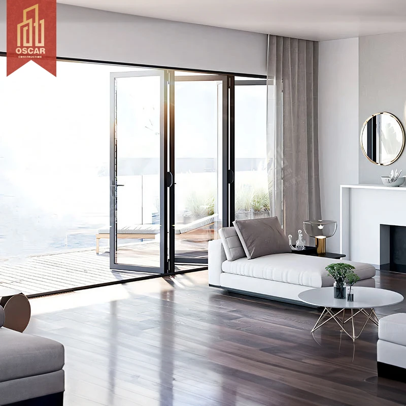Oscaracso Small folding door movable house door occupying small space aluminium alloy white interior Folding door factory
