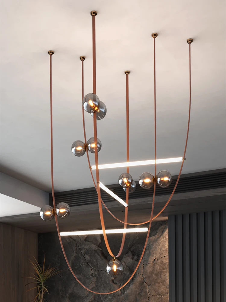 Italian Living Room Chandelier Designer Creative Belt Minimalist Pick Empty Model House Villa Stairwell Lighting