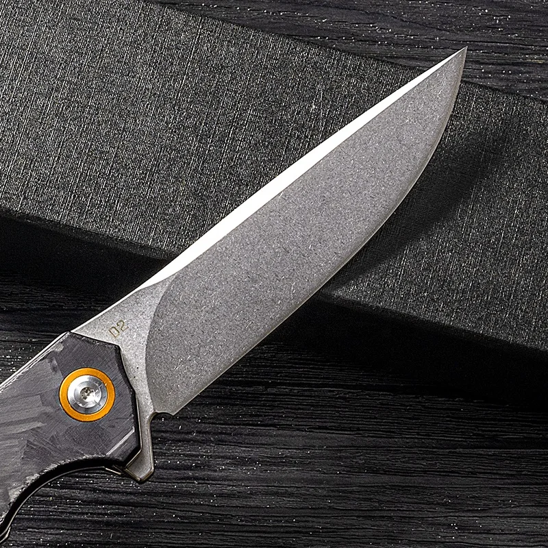 Camping Tools Hunting Knife Survival Outdoor Knife D2 Steel Carbon Fiber Handle EDC Pocket Knife