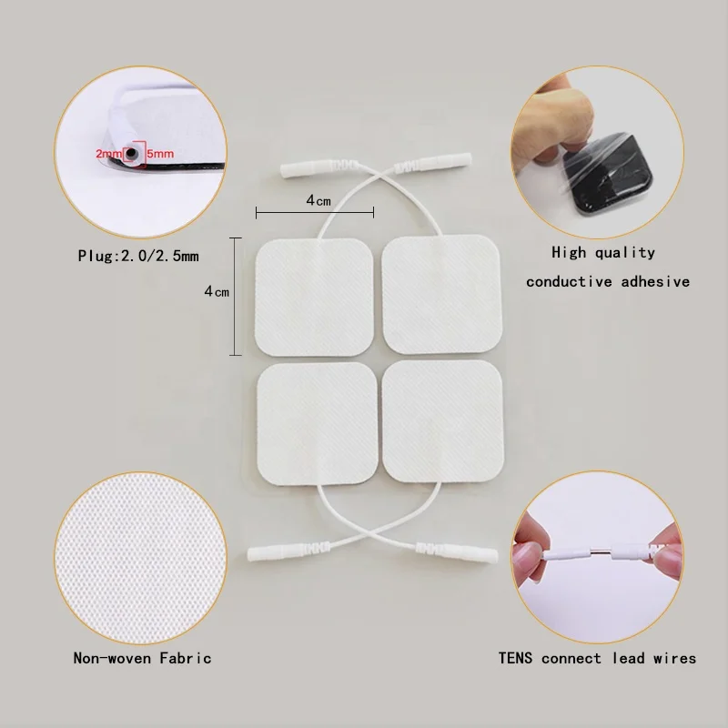 Ems Electric Muscle Stimulator Pigtail Massagers Machine Patches Reusable Self-adhering Tens Unit Replacement TENS Electrode Pad