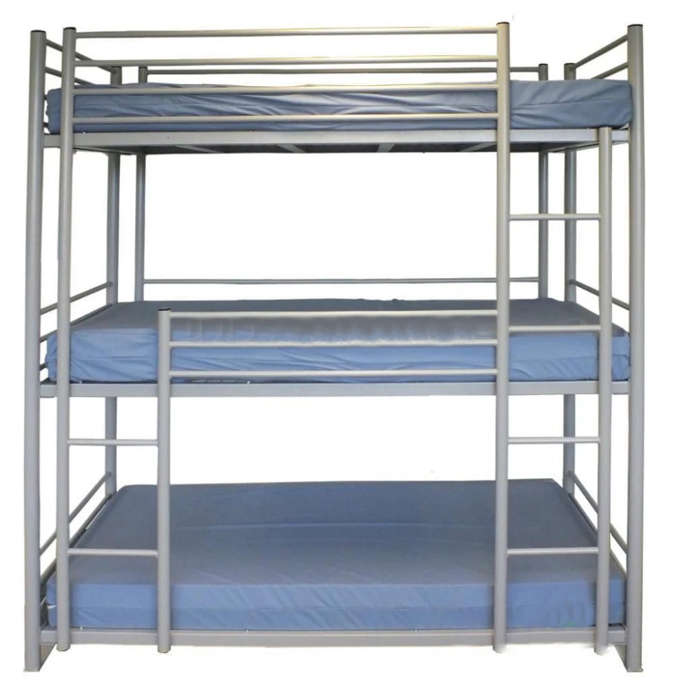 Top sale 3 person adult steel bunk easy to install big size 3  layer bunk bed