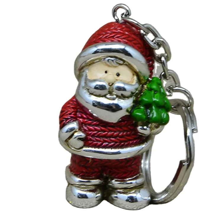 Christmas Decor Statue Santa Claus Figurines Electroplated Santa Claus Keychain Resin Mold Gift Crafts For Home Decoration