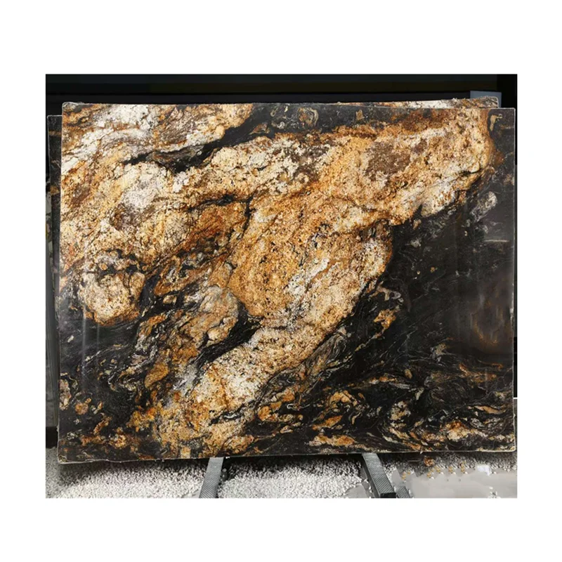 Экзотические космические черные гранитные плиты с золотыми венами