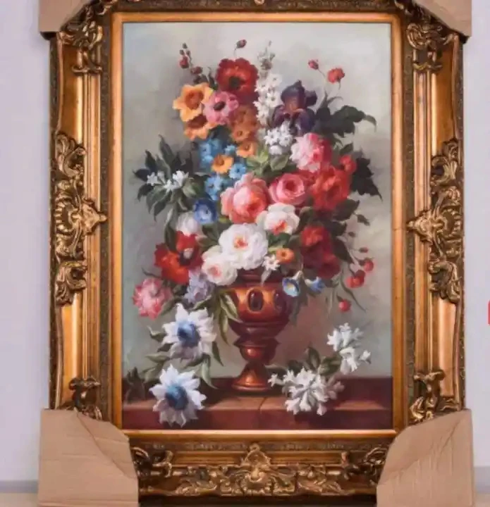 Factory Hotel Decor High Quality Custom Size Butterfly Flower Vase Wall Arts Handmade Oil Painting