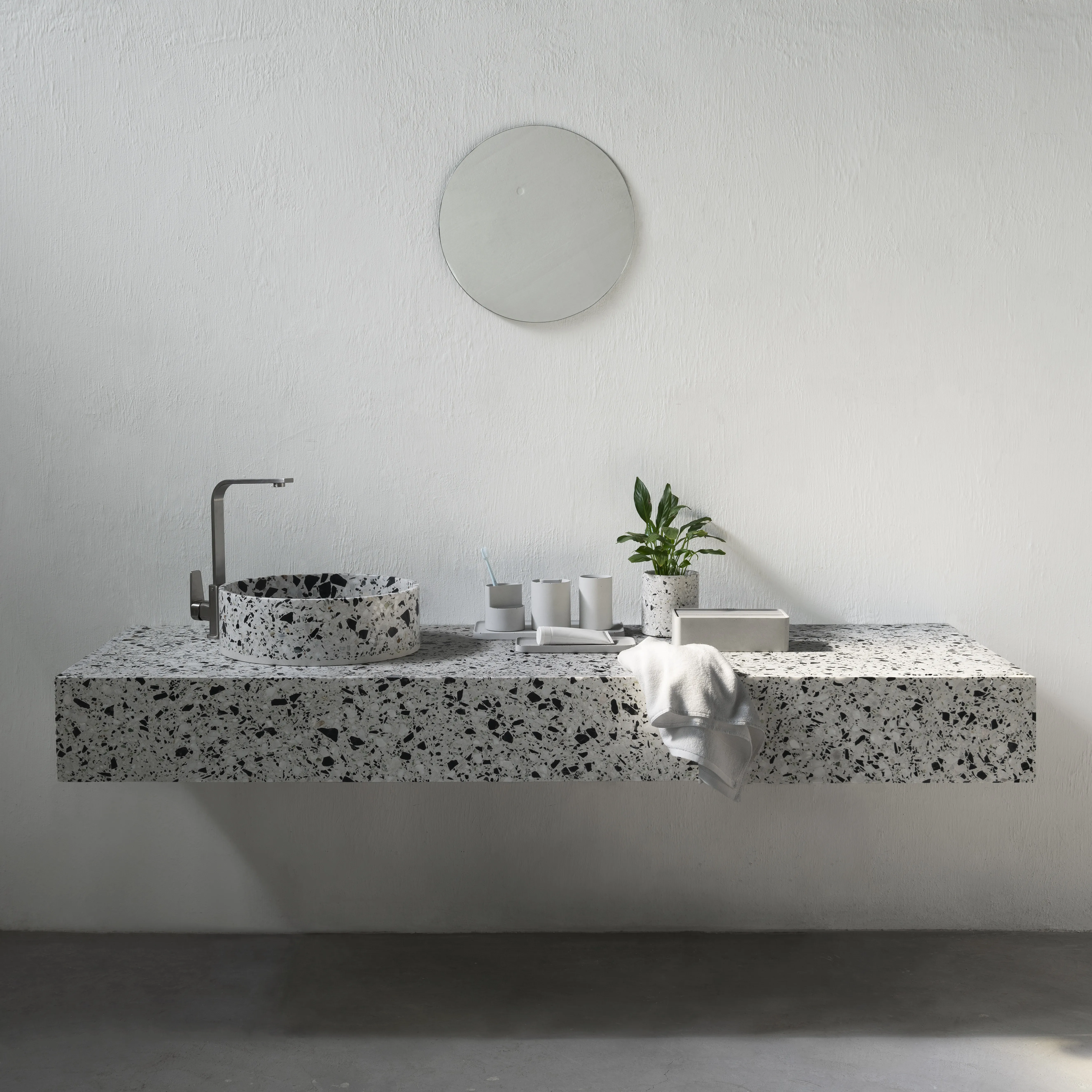 Bentu HUI round lavabo bathroom terrazzo luxury wash basins and sinks hotel project freestanding