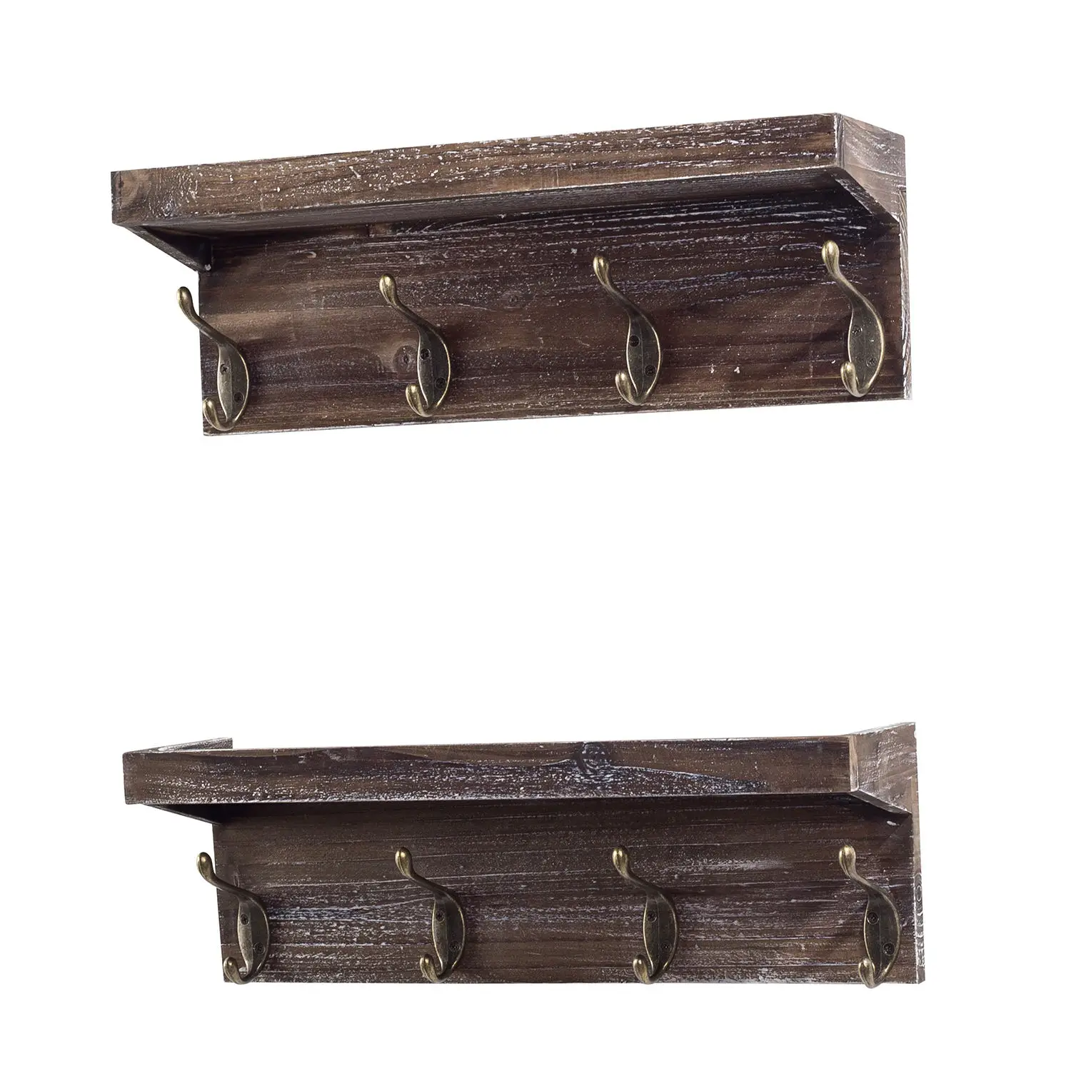 Floating Shelves Rustic Brown Wooden Floating Shelves Wall Shelf Storage Living Room Bathroom With 4 Durable Hangers