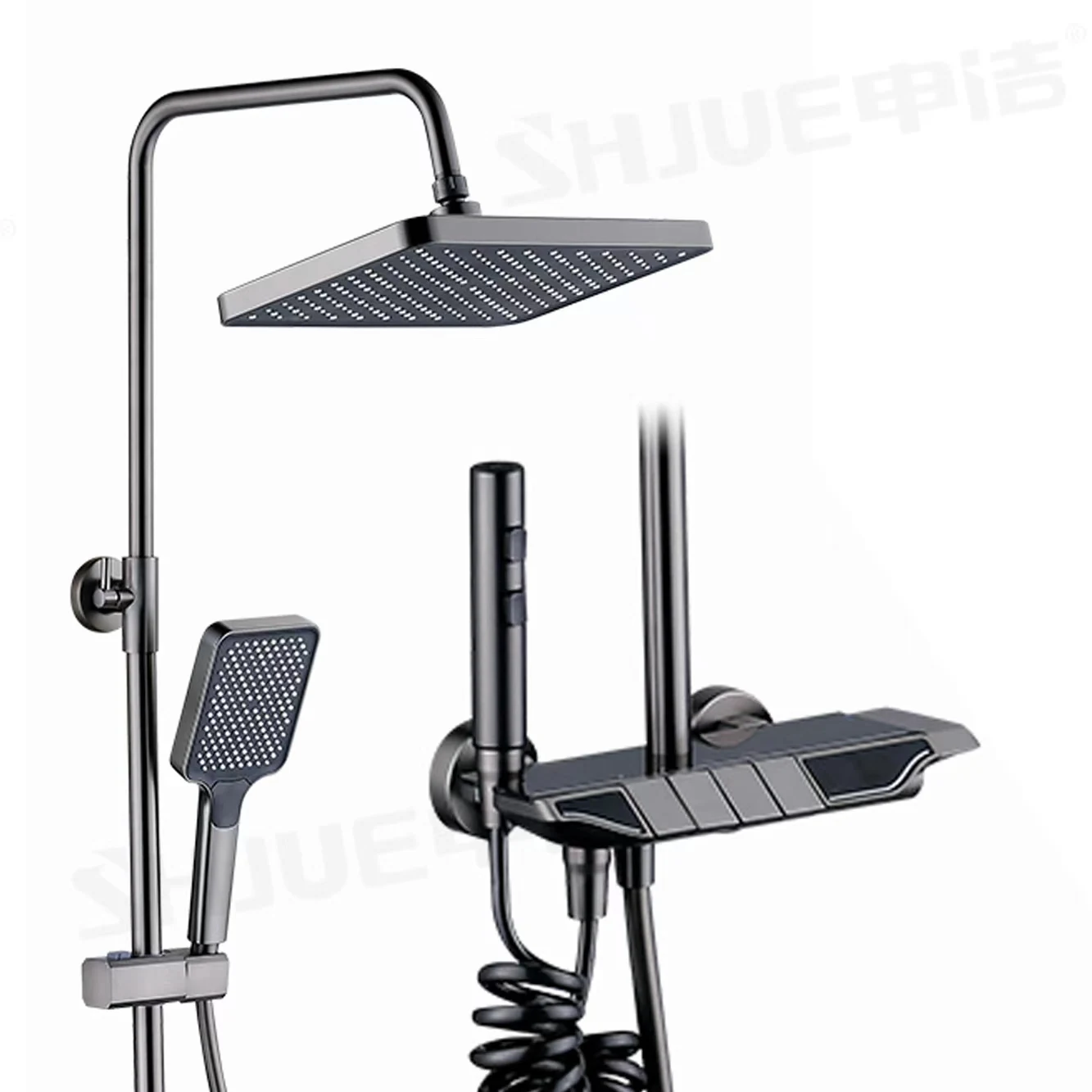 New high-end atmosphere light shower system piano keys 4-speed bathtub waterfall faucet suit brass shower suit