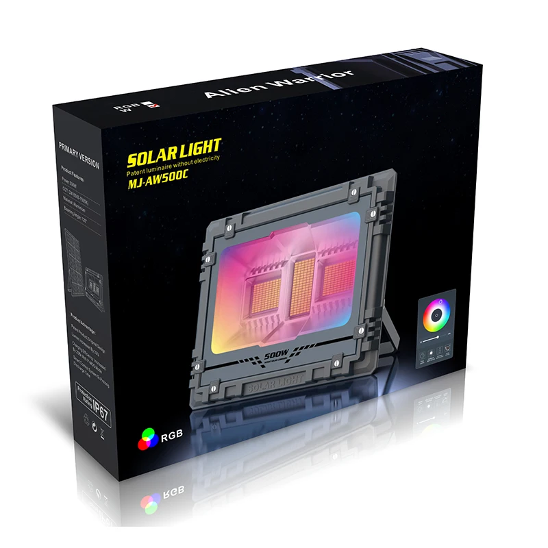 LED Solar Flood Light 60W 200W 300W 500W 800W Outdoor Garden Music rhythm Blue Tooth RGB Spotlight