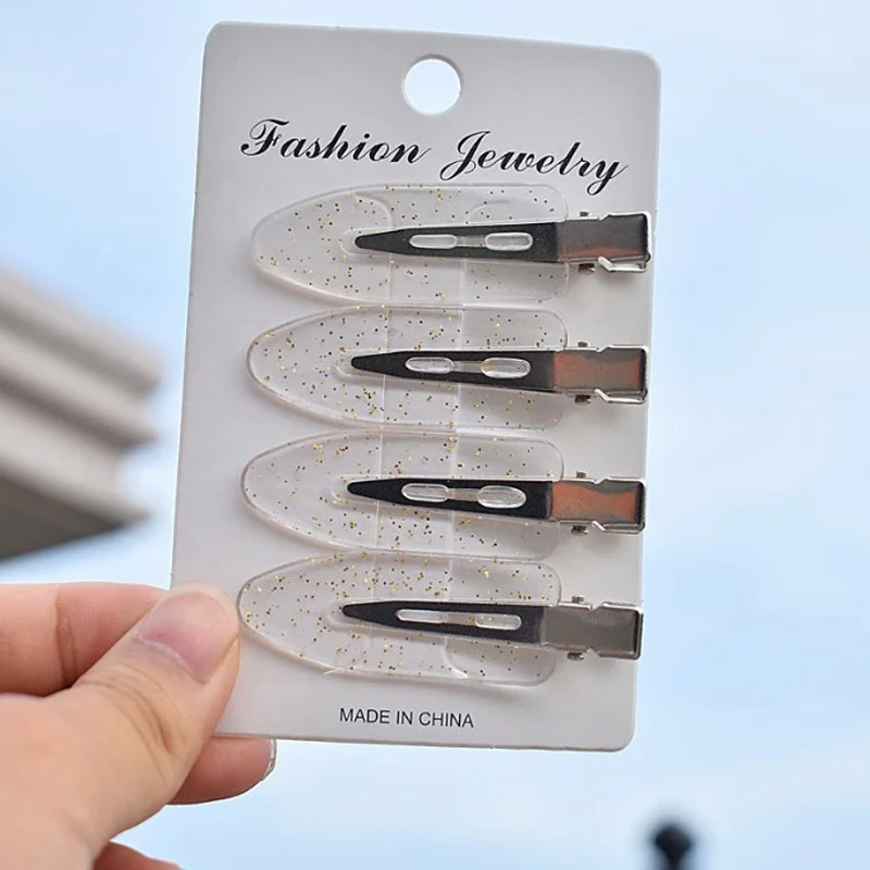 No Crease Hair Clip Hair Styling Bang Clip Makeup Salon Accessories 5 Color Transparent Glitter No Bend Seamless Hairpins