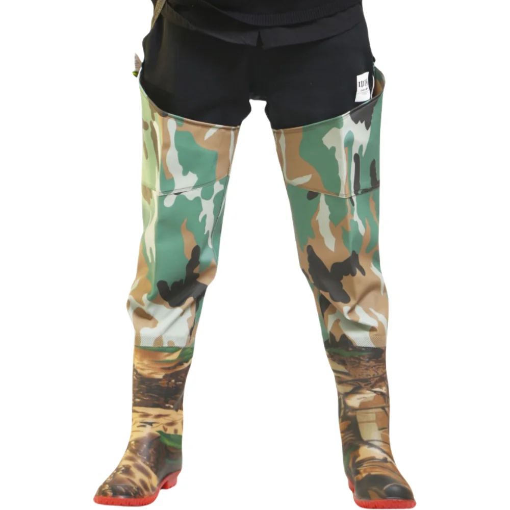 PVC & Nylon Breathable Waterproof Wading Pants and Boots Safety Protection Suit with Water-Proof Function