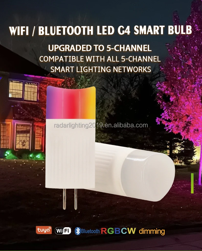Низковольтная Светодиодная лампа 12 В RGBCW wifi bluetooth G4 с управлением через приложение по низкой цене завода