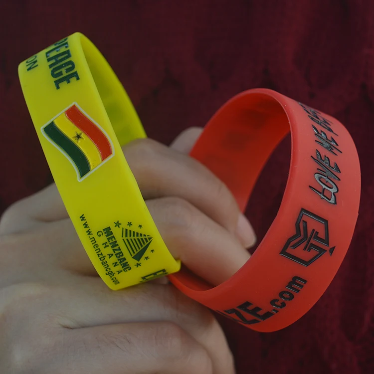 Silicone Rubber Wristband Customized Logo Plain Printed QR Code Silicone Wristband Bracelets