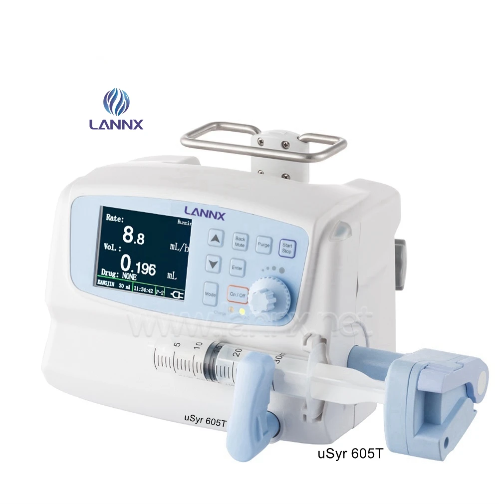 LANNX uSyr 605T Best sell LCD Display portable auto syringe pump Animals Pet use Hospital Veterinary Syringe pump Infusion