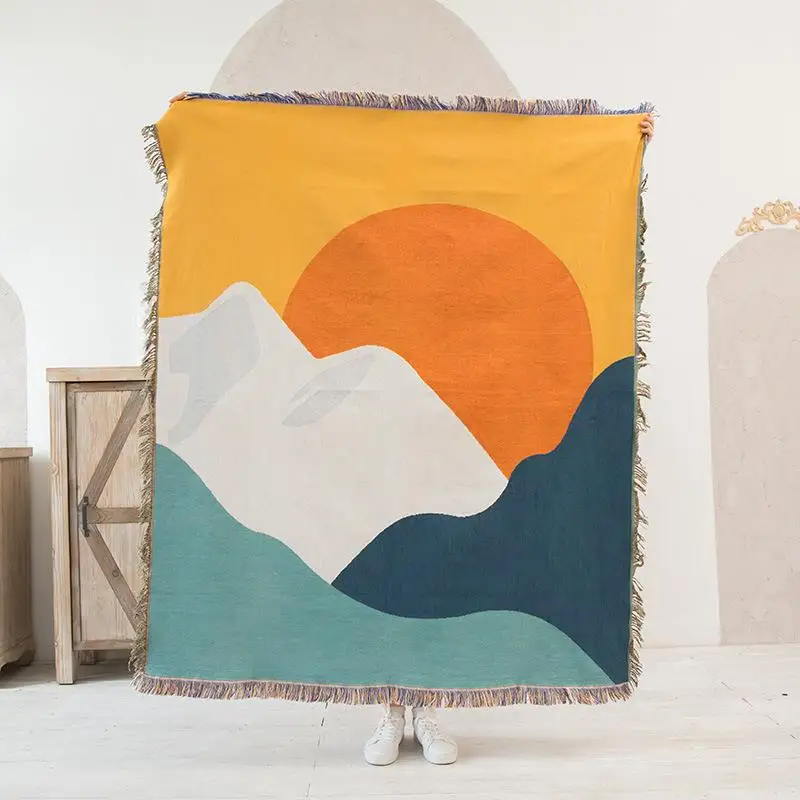 Custom Woven Tapestry Towel Blanket Design Logo - 100% Cotton Polyester Custom Print Woven Blanket