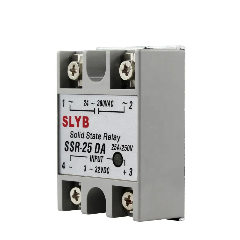 Full Amp Single Phase Industrial 24V Solid State Relay SSR-25 DA 3-32VDC Input to 24-380VAC Output Full 25A