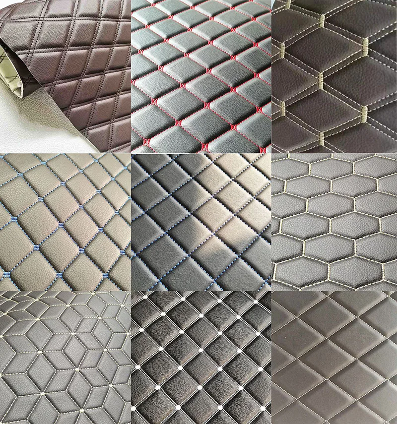 Hot sales Embroidered Automotive Leather Embroidery Quilted leather for car mat and car seat cover and car floor upholstetry