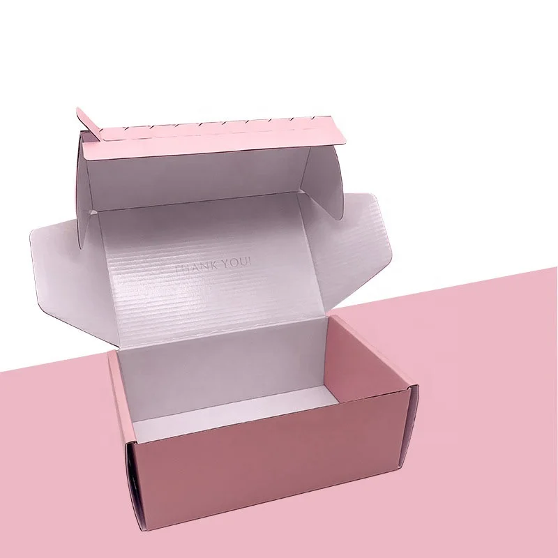 Hot Sale Shipping Box Pink Corrugated Mailer Box Of Pink Packaging Box With Zipper