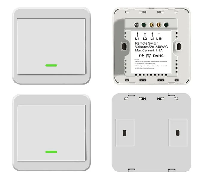 Bedside Wall Switch 1/2/3 Gang No Wiring Wall Switch Large panel without bezels Wifi Smart Switch
