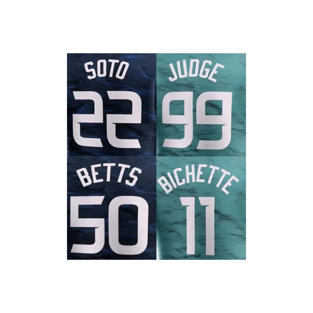 Вышивка 2023 бейсбольной майки Лиги США 50 Mookie Betts 99 Aaron Judge 17 Shohei Ohtani 22 Juan Soto