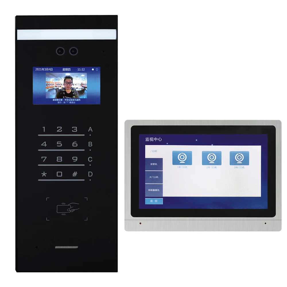 4.3 Inch Video Door Bell Phone Building Multi Apartment Cat 5 Intercom system Smart Metal Waterproof IP digital Access Control