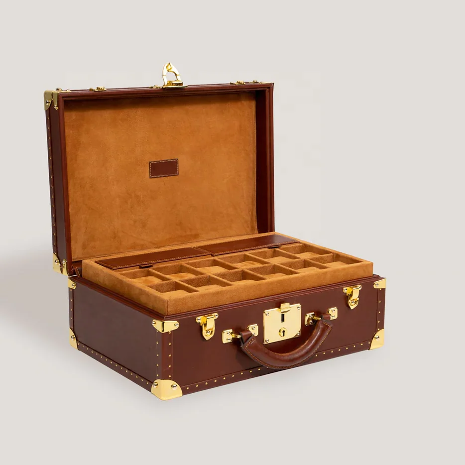Customized Vintage Suitcase Royal Watch Case Retro Leather Case for Painting Arts and Jewelry