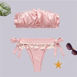 2019 hot bikini pleated  swimwear little girls swim suit women swimsuit