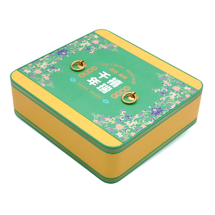 Креативная конструкция Дворцовый стиль эко-бумага функциональное решение Винтажный Зеленый косметический Лифт подарочная коробка дизайн упаковки на заказ