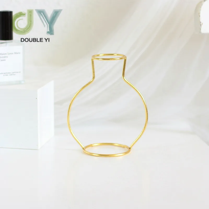 Wholesale Gold Metal Frame Vase In Multi-shaped Home Decoration Iron Vase